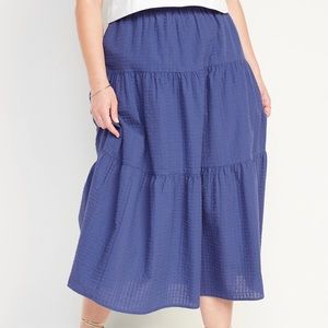 NWT Old Navy 3X High-Waisted Tiered Seersucker Maxi Skirt for Women